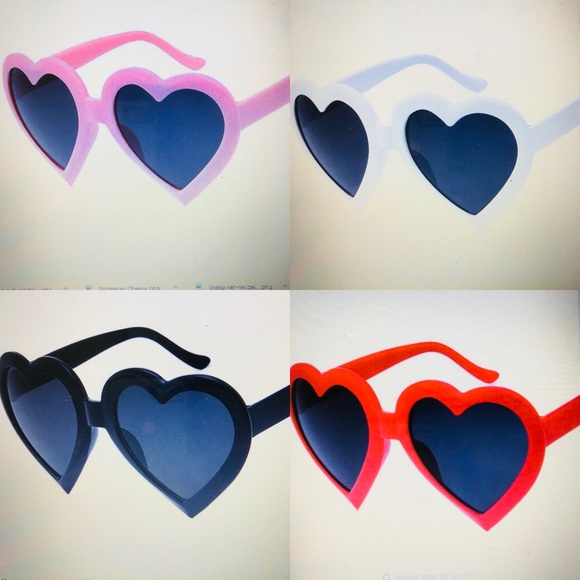 Heart shaped sunglasses red pink black white new - Picture 7 of 7